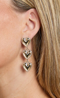 Kendra Earrings - Heart Drop Earrings in Gold