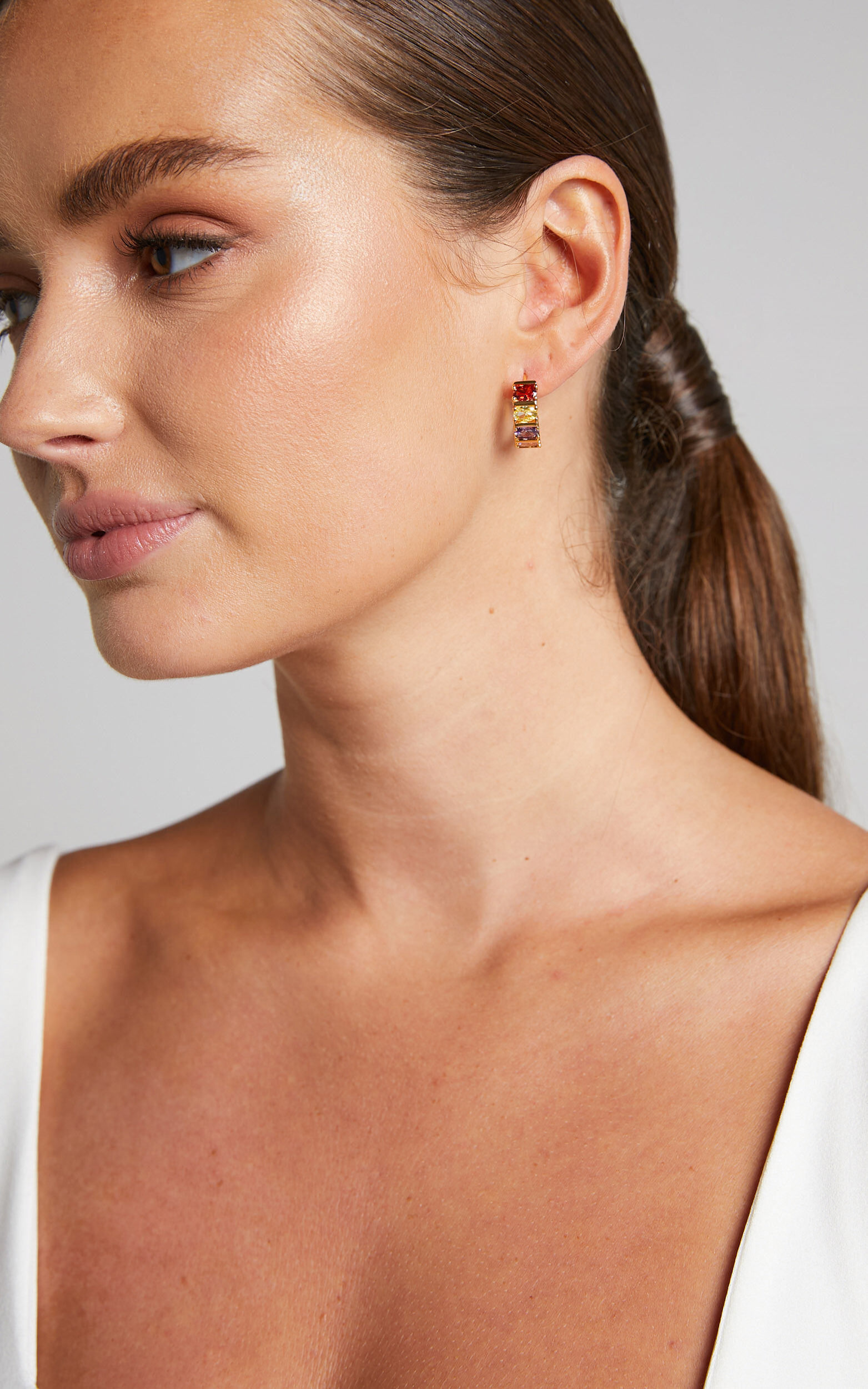 Shashna Multi Gemstone Hoop Earrings in Gold Showpo EU