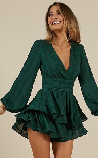 On Rotation Playsuit In Green