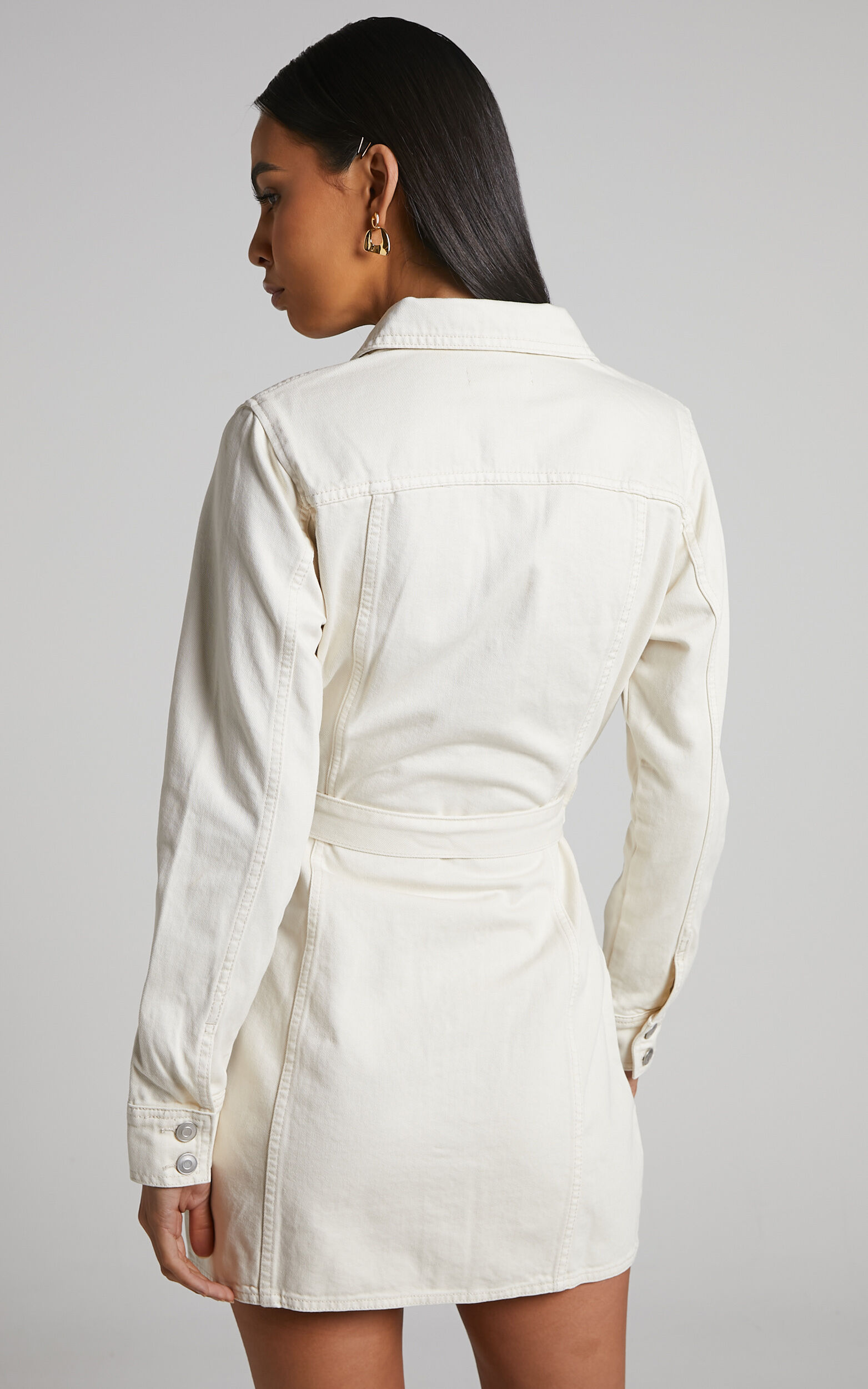 Cream denim dress discount