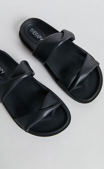 THERAPY - PEELE SLIDES in Black PU