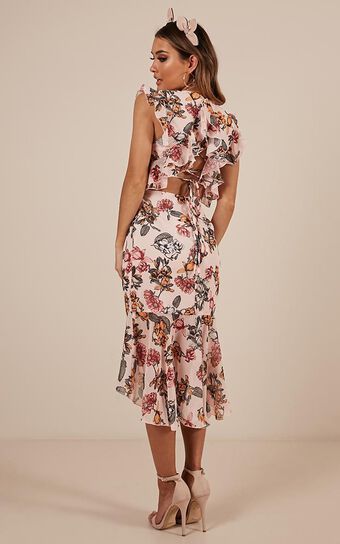 Tighten The Strings Dress In Blush Floral