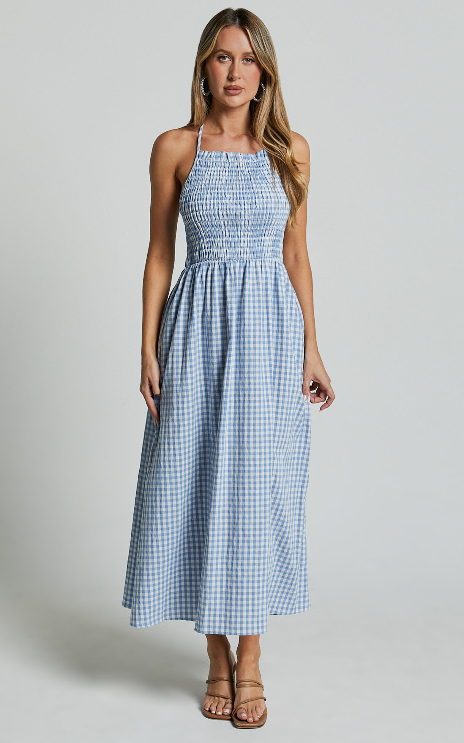Gingham strappy dress store