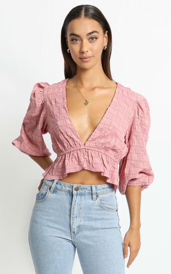 Sandee Top in Rose Check