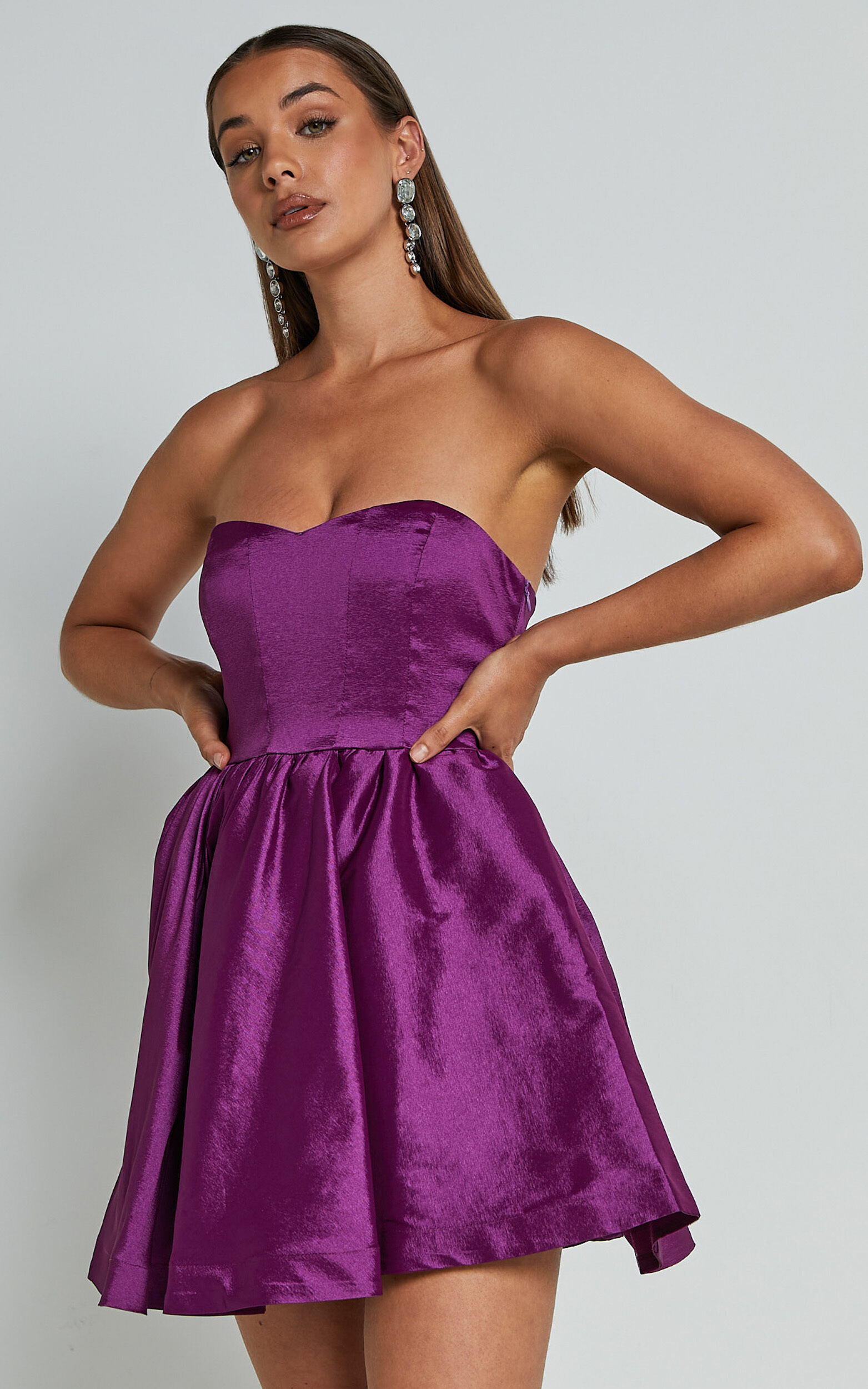 Jayde Mini Dress - Strapless Sweetheart Fit And Flare Dress in Orchid - 04, PRP1