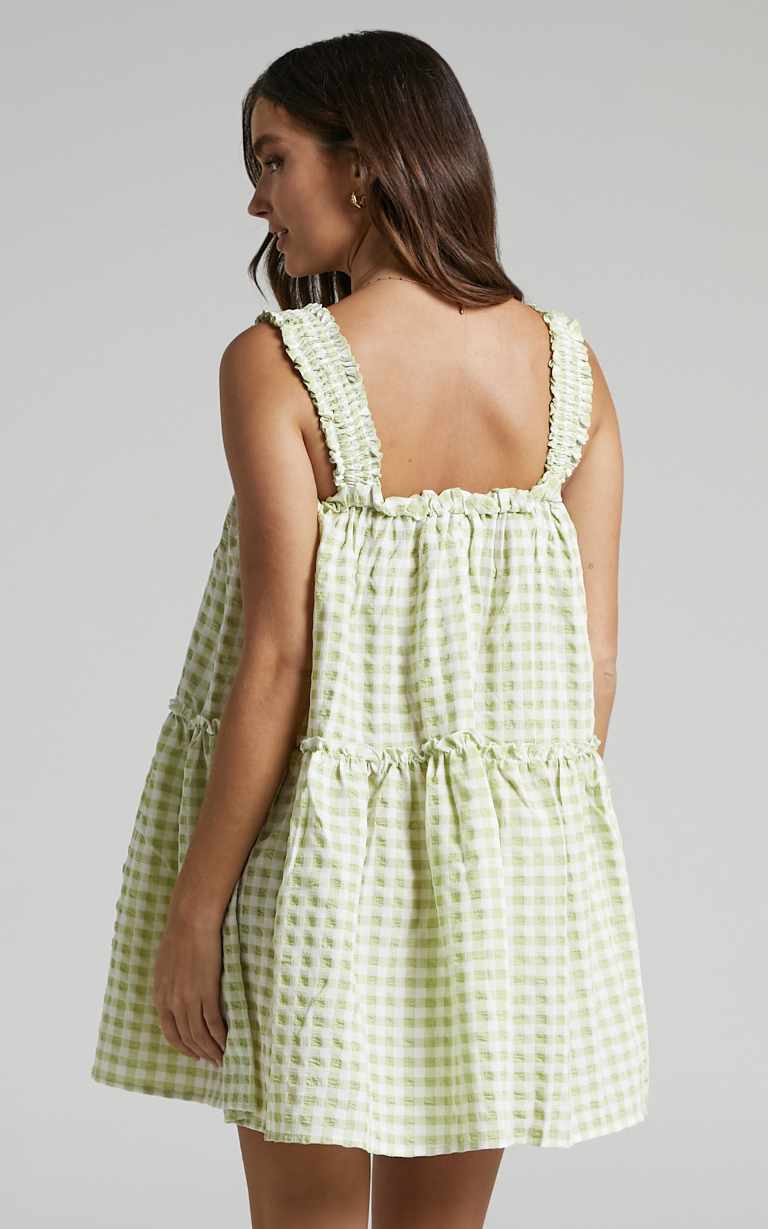 Lime green gingham dress shop