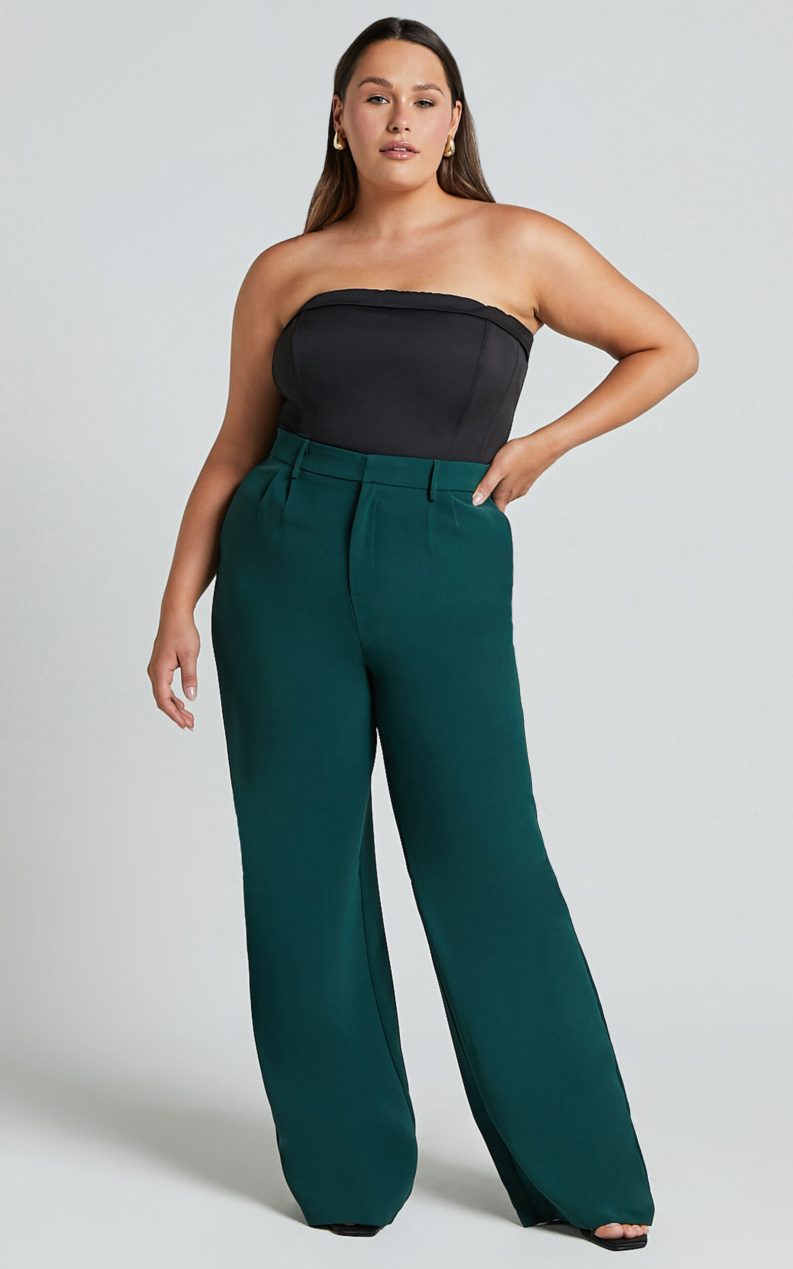 Lorcan Pants - High Waisted Tailored Pants in Forest Green | Showpo
