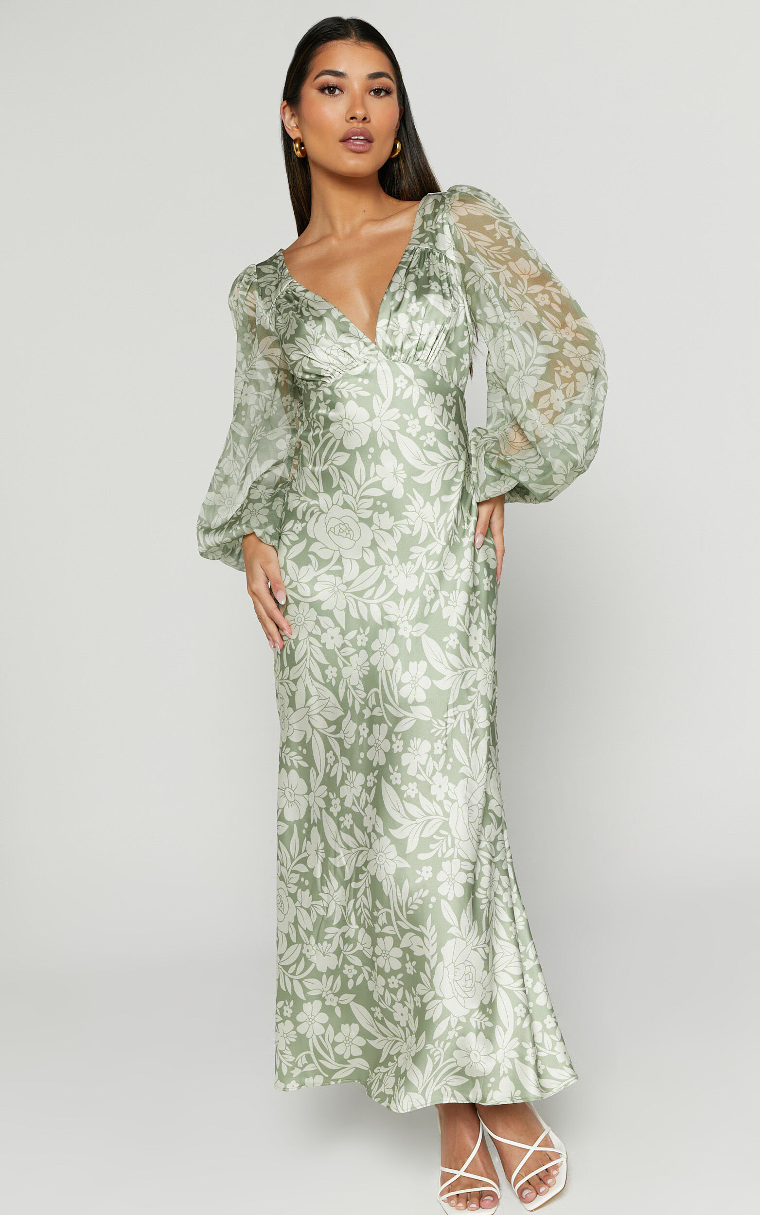 Long sleeve sage dress outlet