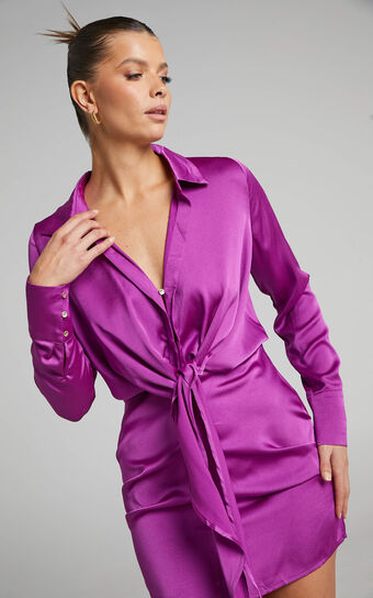 Runaway The Label - Ruby Shirt Dress in Violet