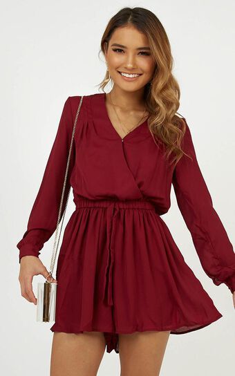 Lost Time Playsuit In Wine