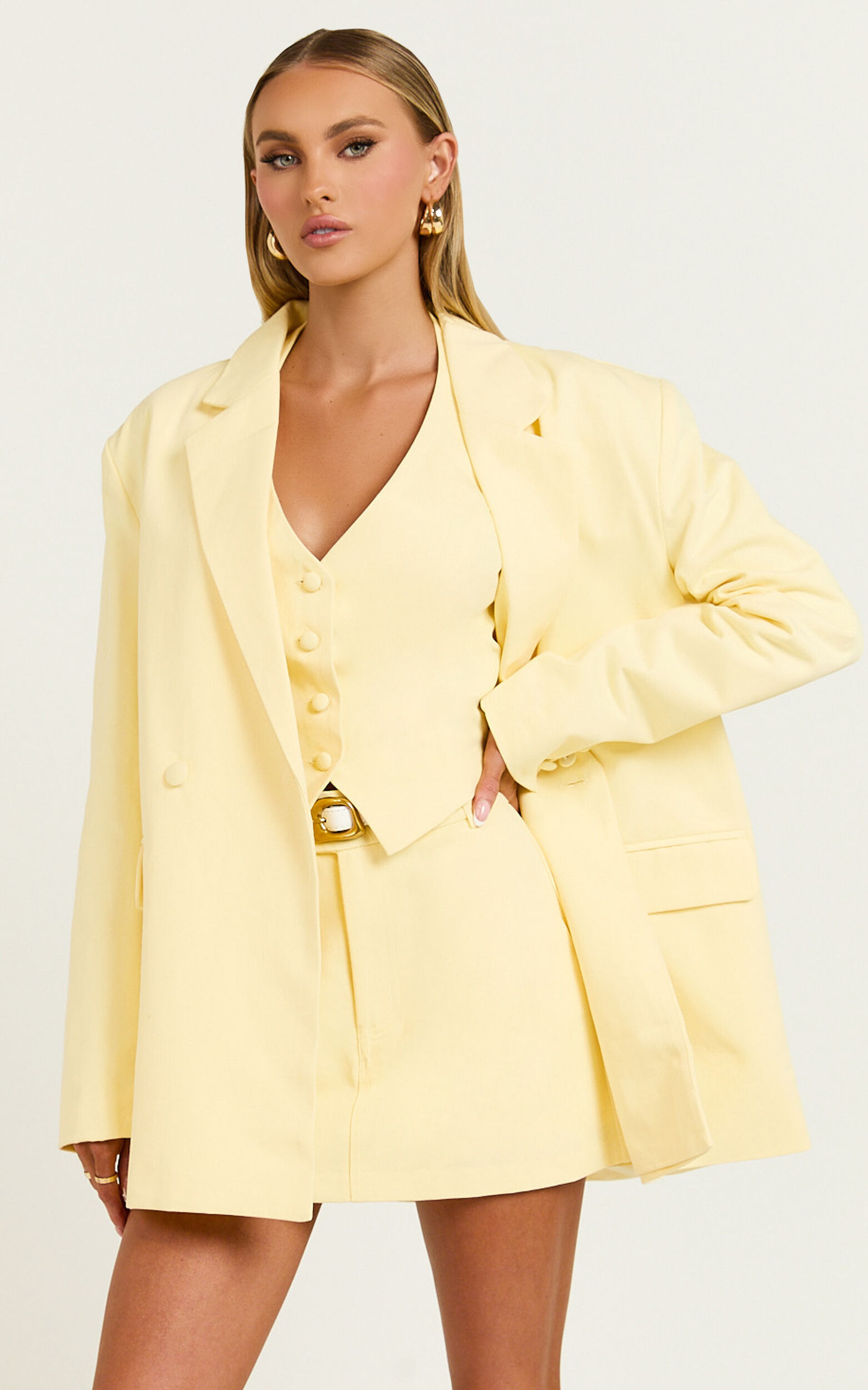 Pastel yellow blazer cheap