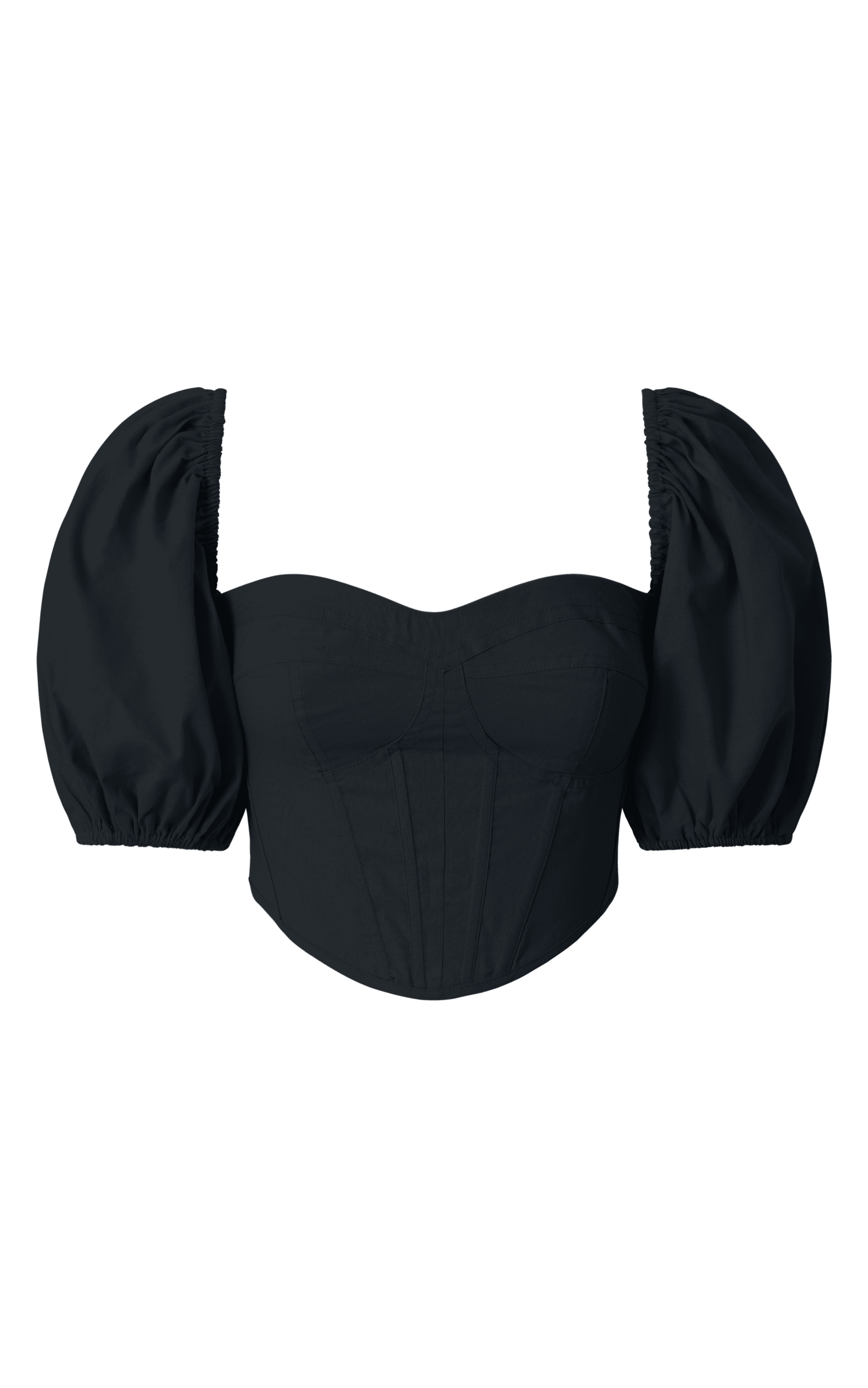 Women's Black Sequin Puff Sleeve Corset Top