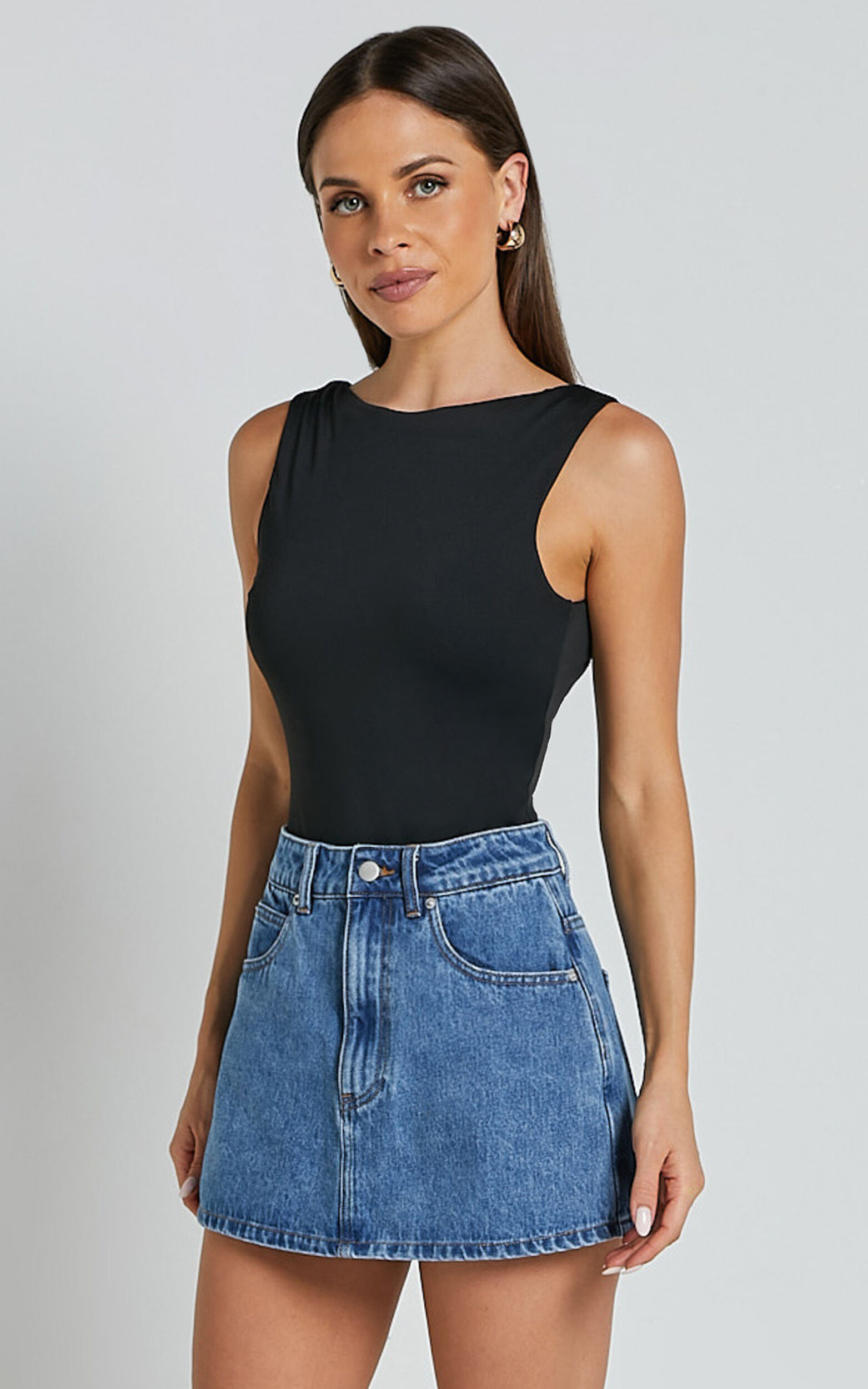 Harriet Skort - Mid Waisted Recycled Denim Skort in Mid Blue Wash ...