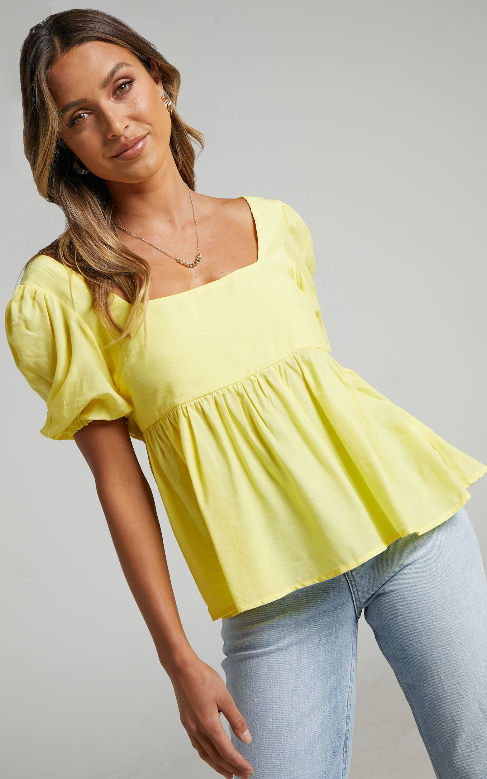 Orion Babydoll Top in Butter Yellow - 06, YEL2