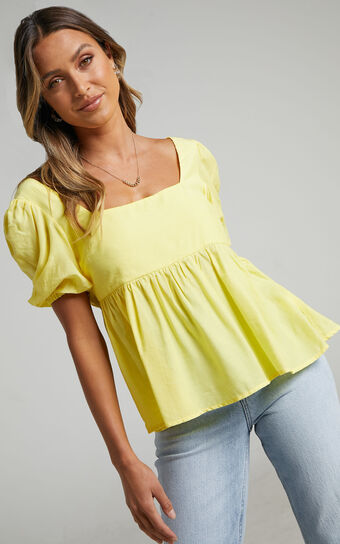 Orion Babydoll Top in Butter Yellow