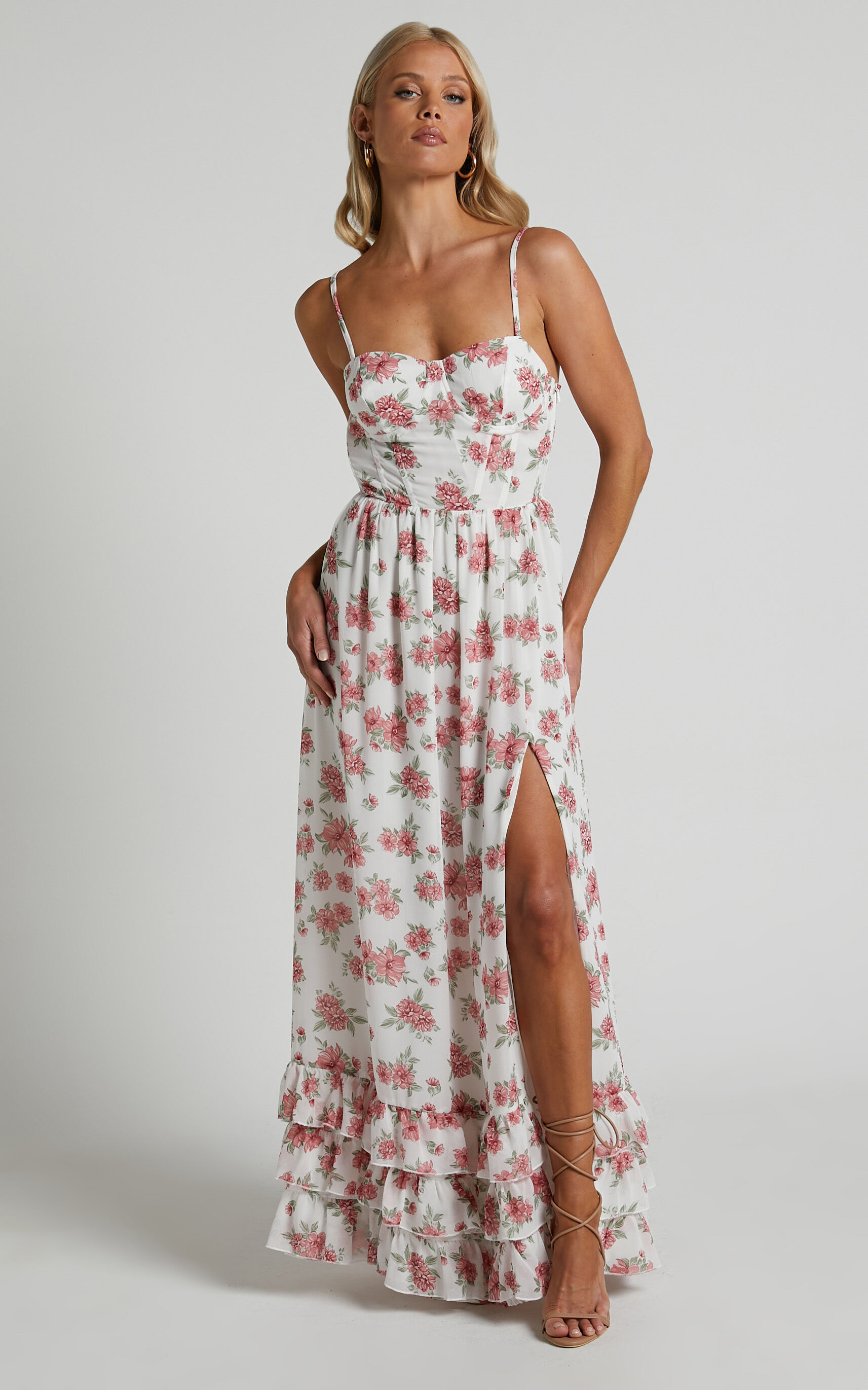 Adele blush ruffle maxi dress cheap