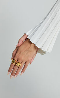 Claire 2 Ring Pack - Heart Shape Chunky Rings in Gold