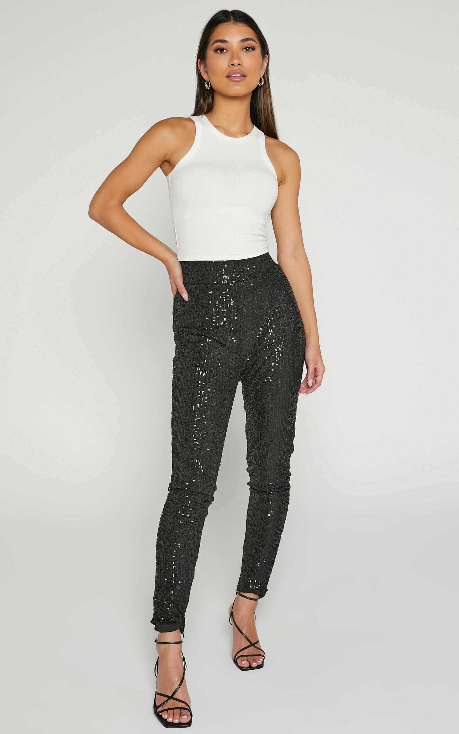 Corey Pants - Sequin Leggings in Black - 06, BLK1