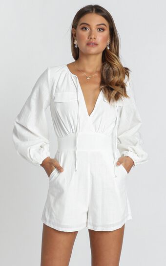 Moroccan Haze Playsuit In White