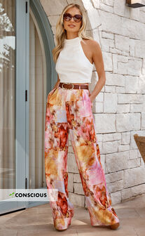 Amalie The Label - Chamika Linen Blend Wide Leg Pants in Marsielle Print