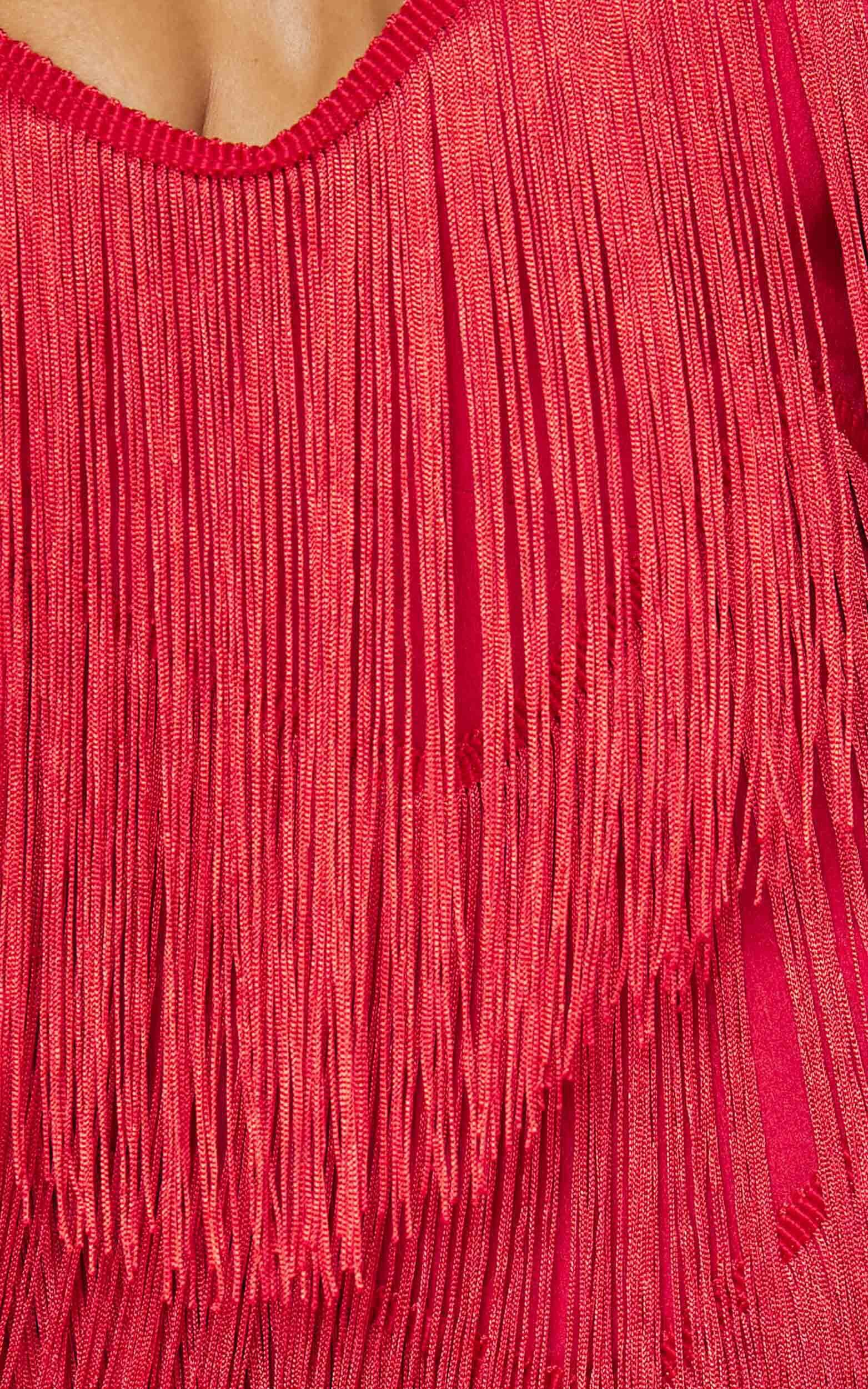 Red fringe clearance dress zara