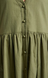 Staycation Mini Dress - Smock Button Up Dress in Khaki | Showpo USA