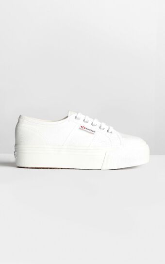 2790 ACOTW Linea Up And Down Platform Sneakers in White Canvas