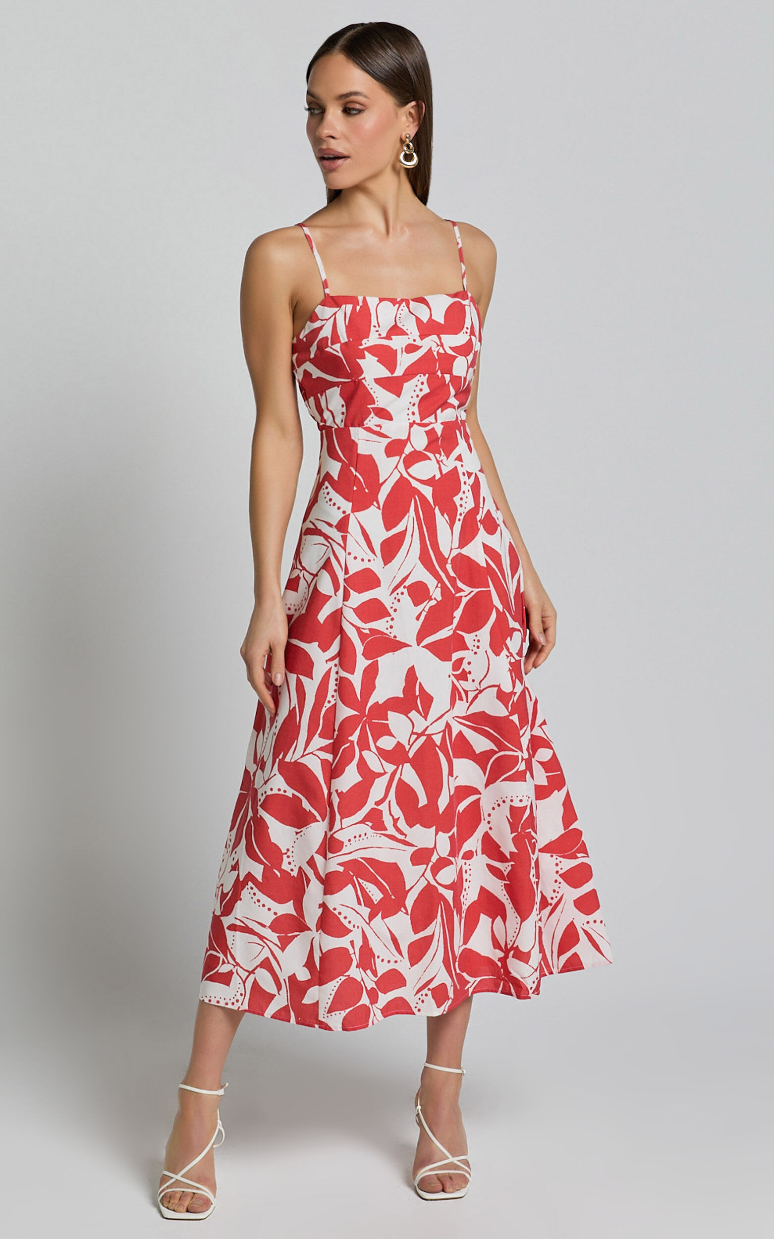 Red strappy dress best sale