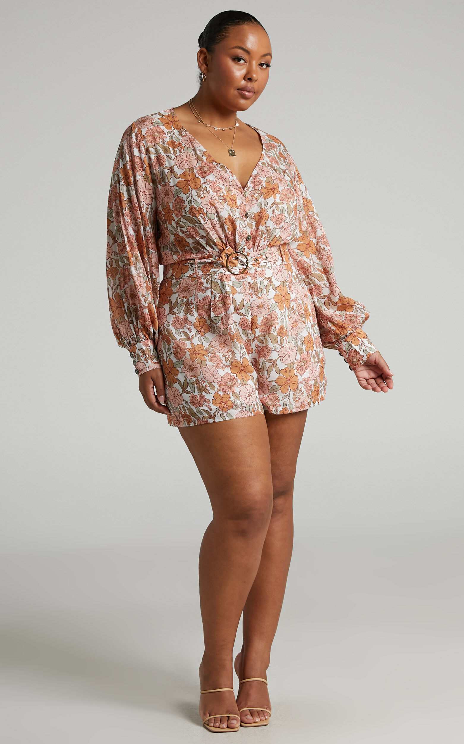 Leopard print playsuit long sales sleeve