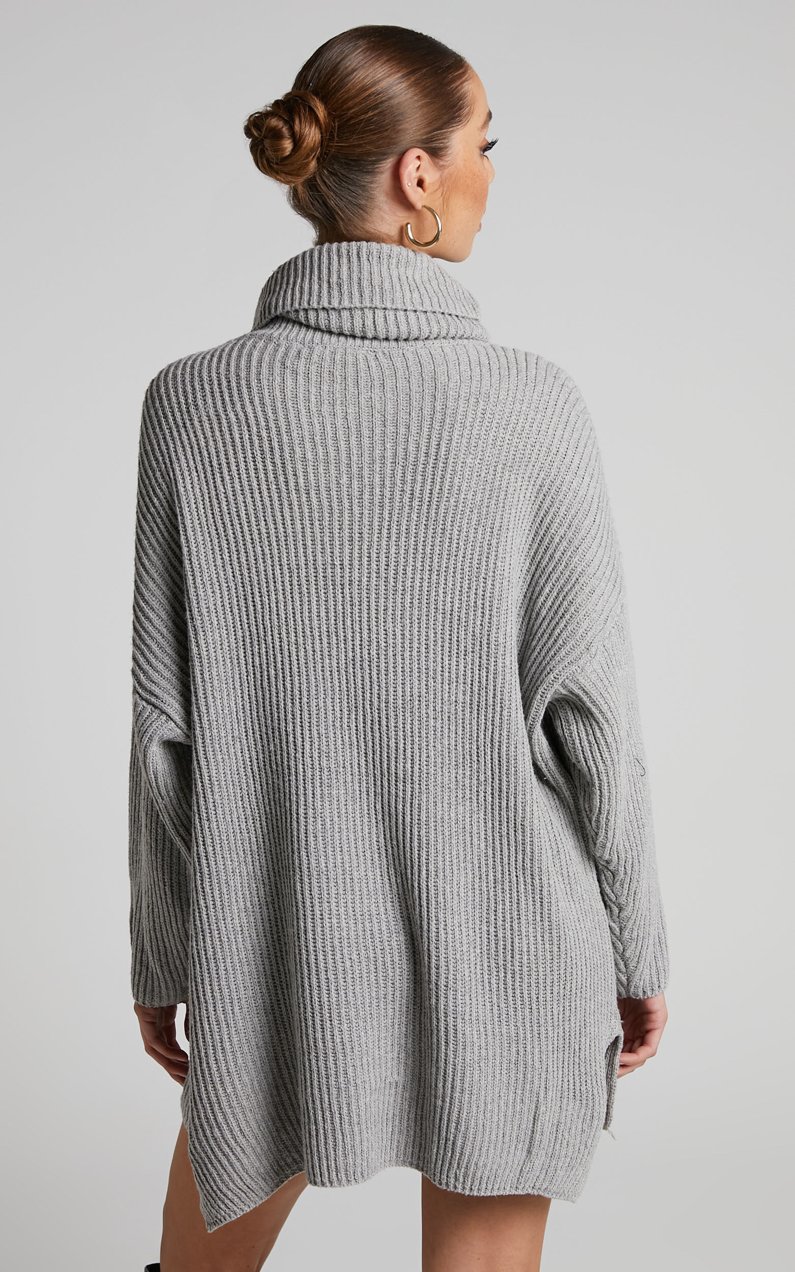 Ariene Jumper Dress - Oversized Turtle Neck Knit Dress in