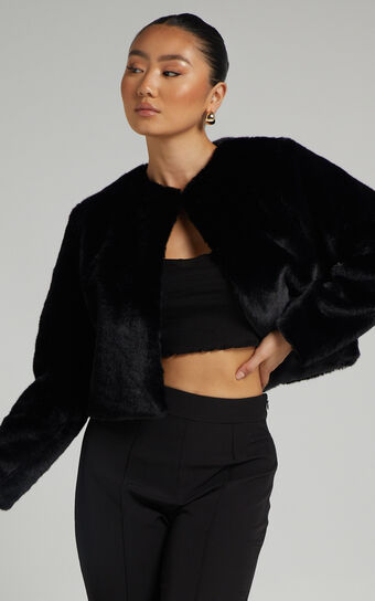 Linley Faux Fur Jacket in Black