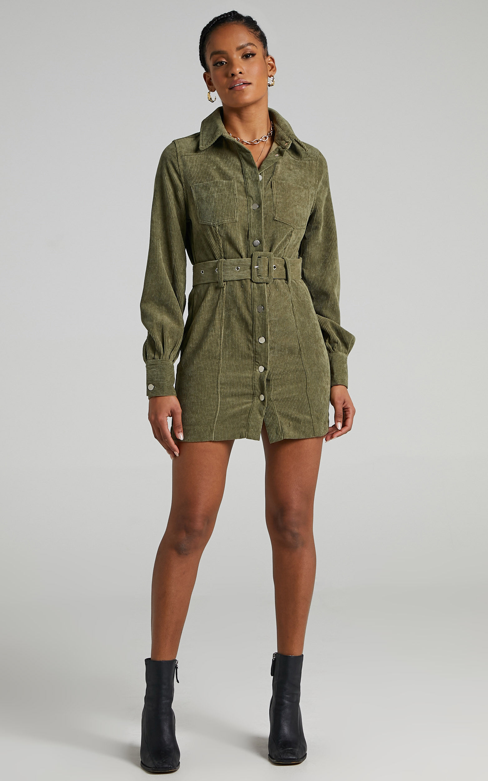 Long sleeve corduroy dress hot sale