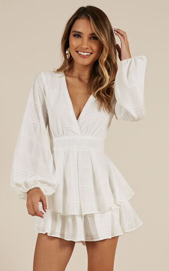 On Rotation Playsuit In White