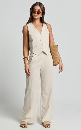 Seven Wonders - Zephy Linen Blend Pant in Sand