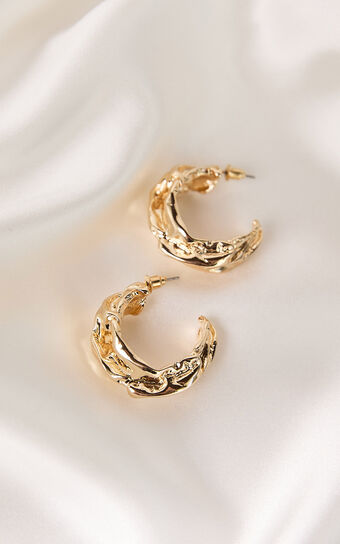 Paige Earrings - Textured Hoop Earrings in Gold