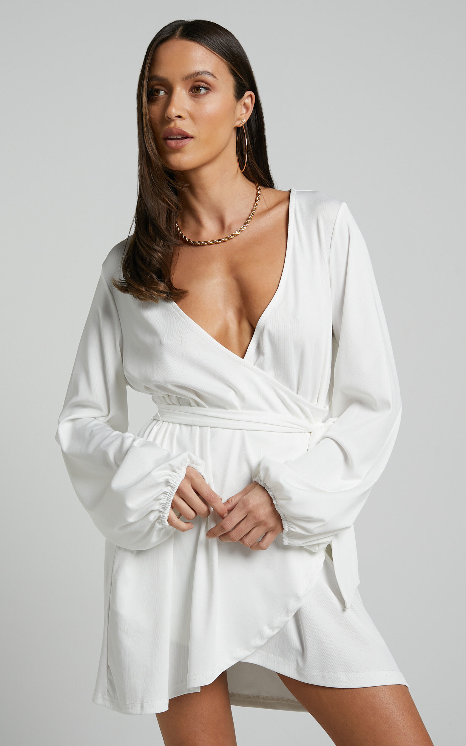White wrap on sale tie dress