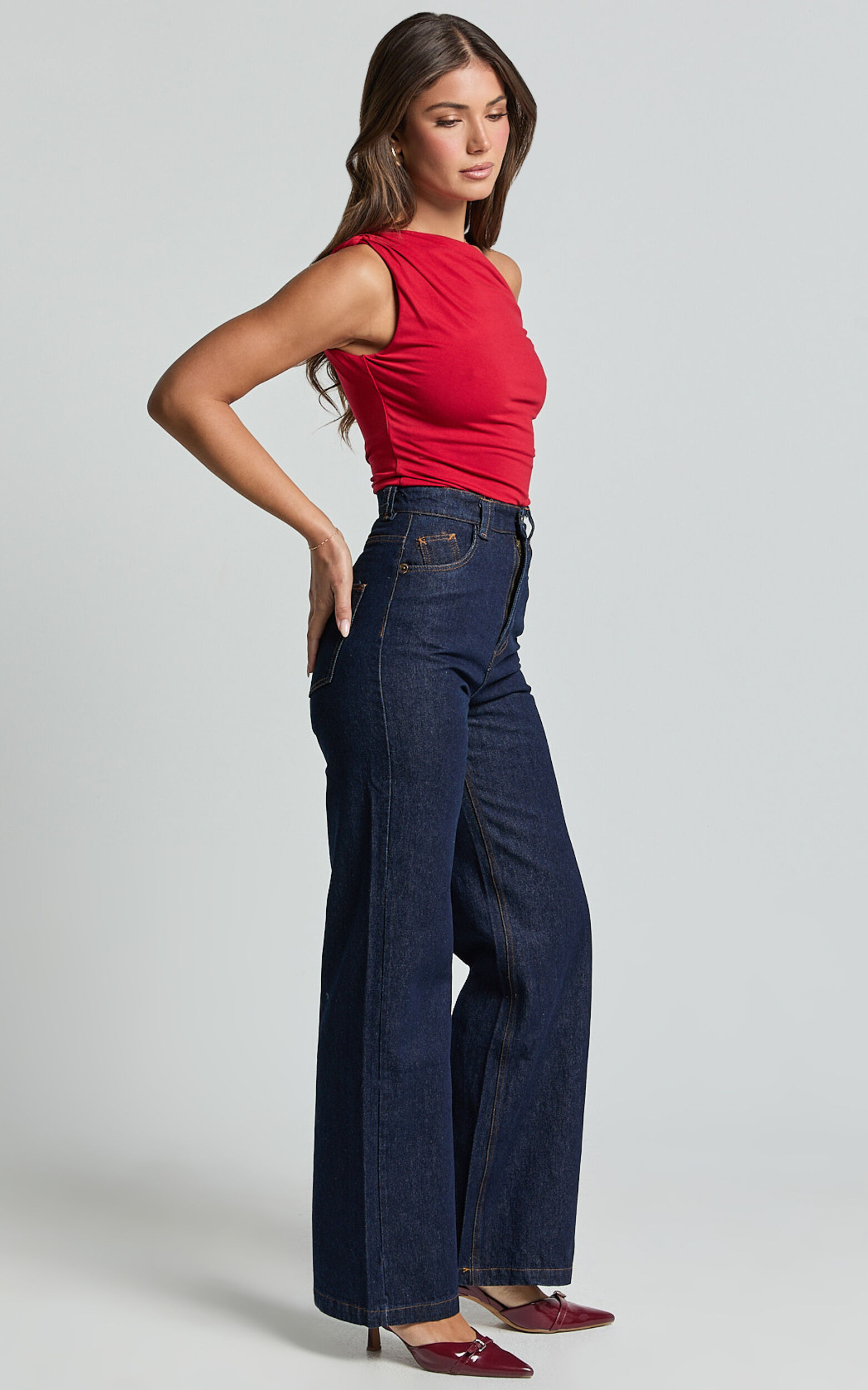 Jialeen Top - Off Shoulder Twist Asymmetrical Sleeve Top in