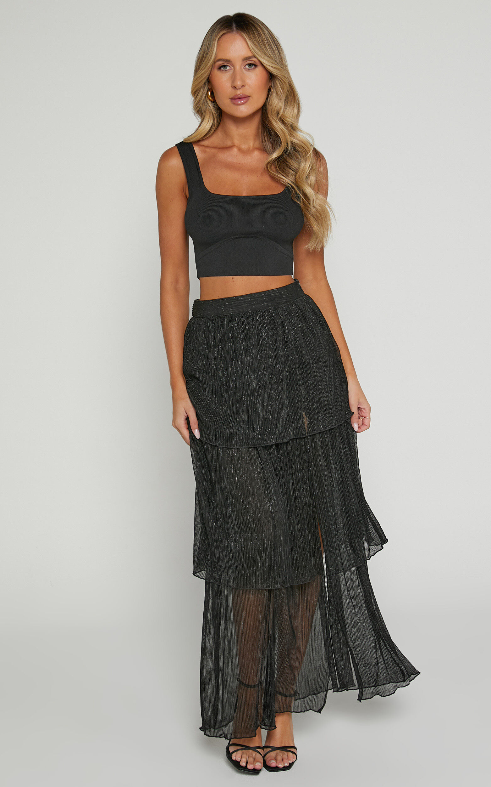 High waisted thigh online split maxi skirt