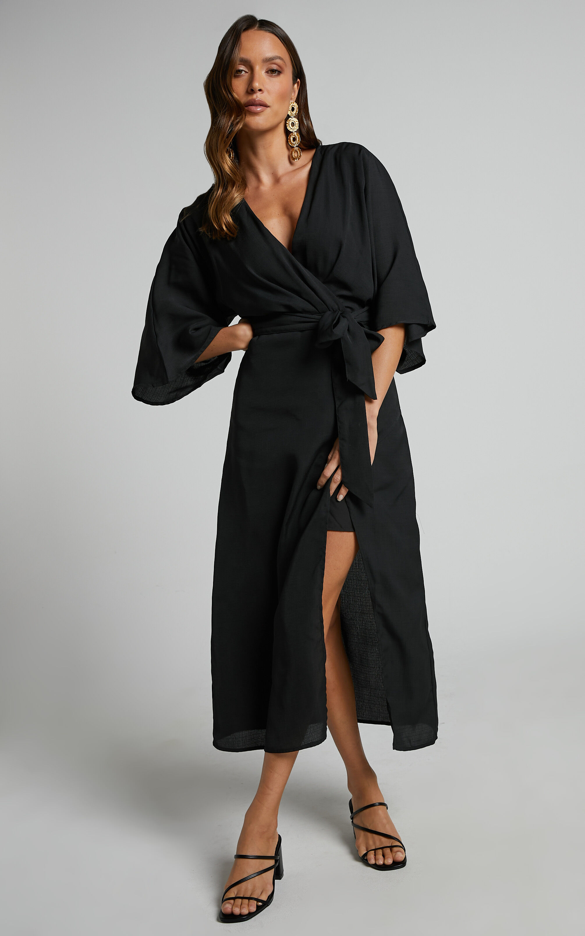 Plunge wrap deals maxi dress