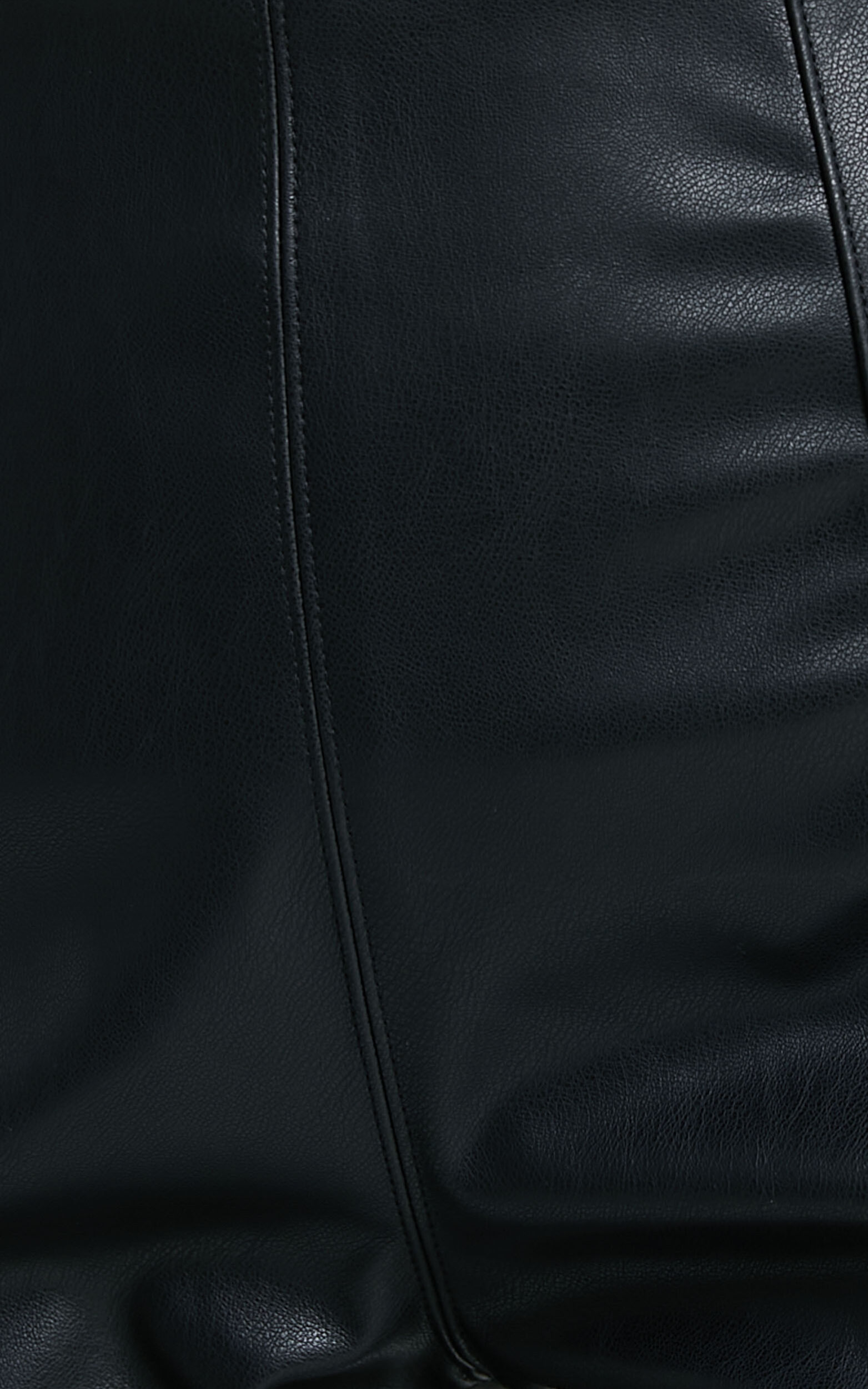 Lenette - High Waisted Faux Leather Split Hem Leggings in Black