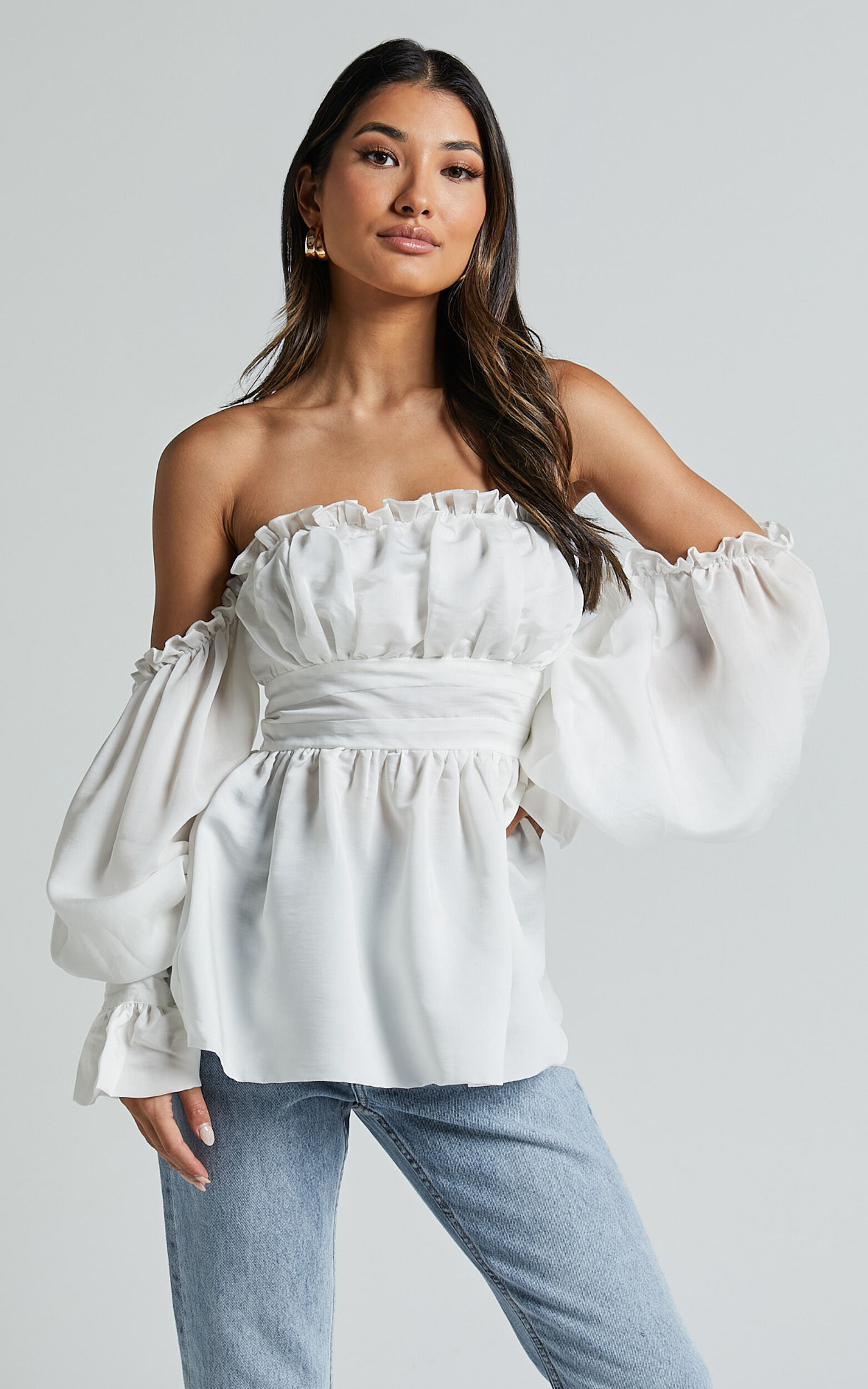 White long sleeve dressy top on sale