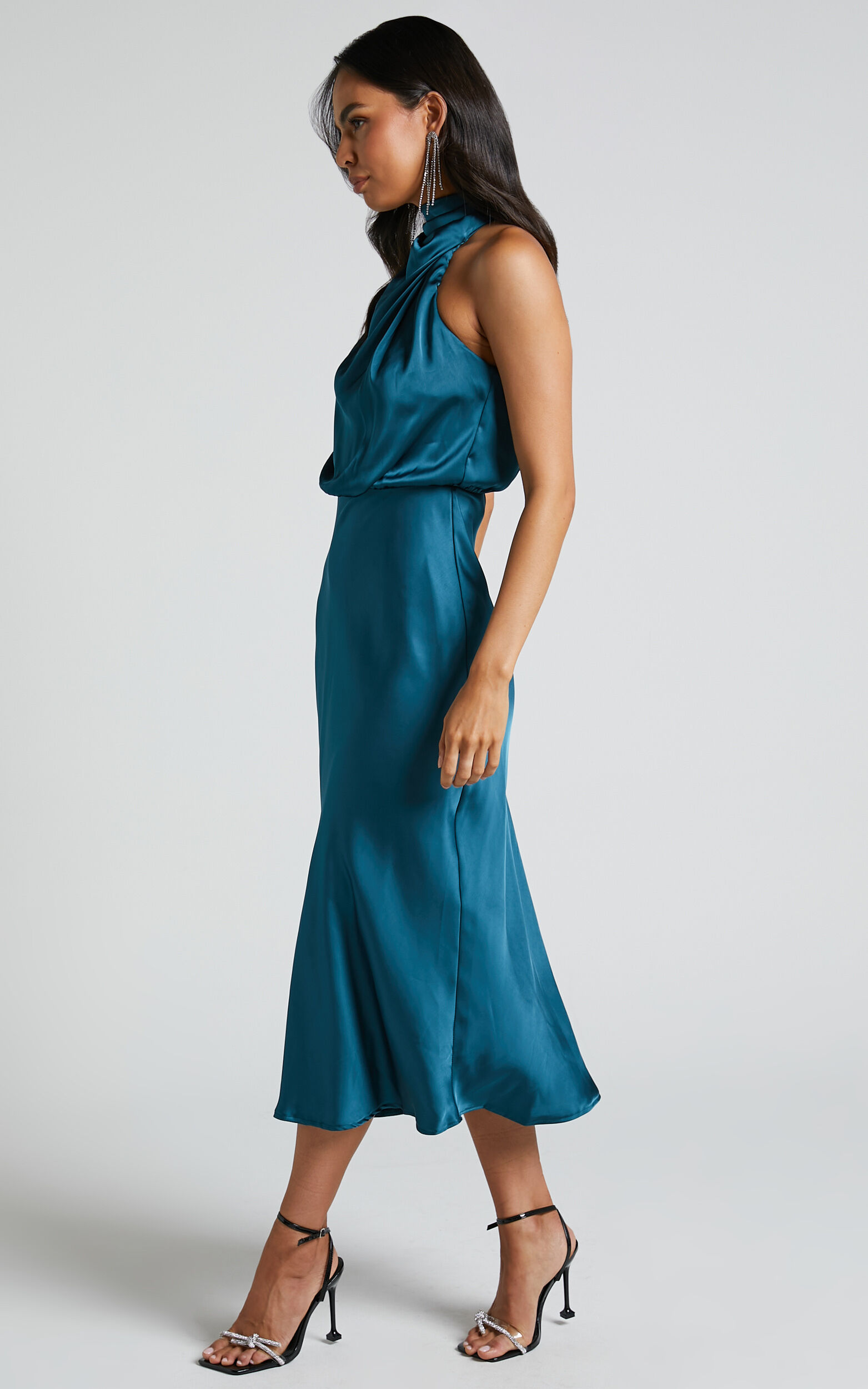 Teal high deals neck dress