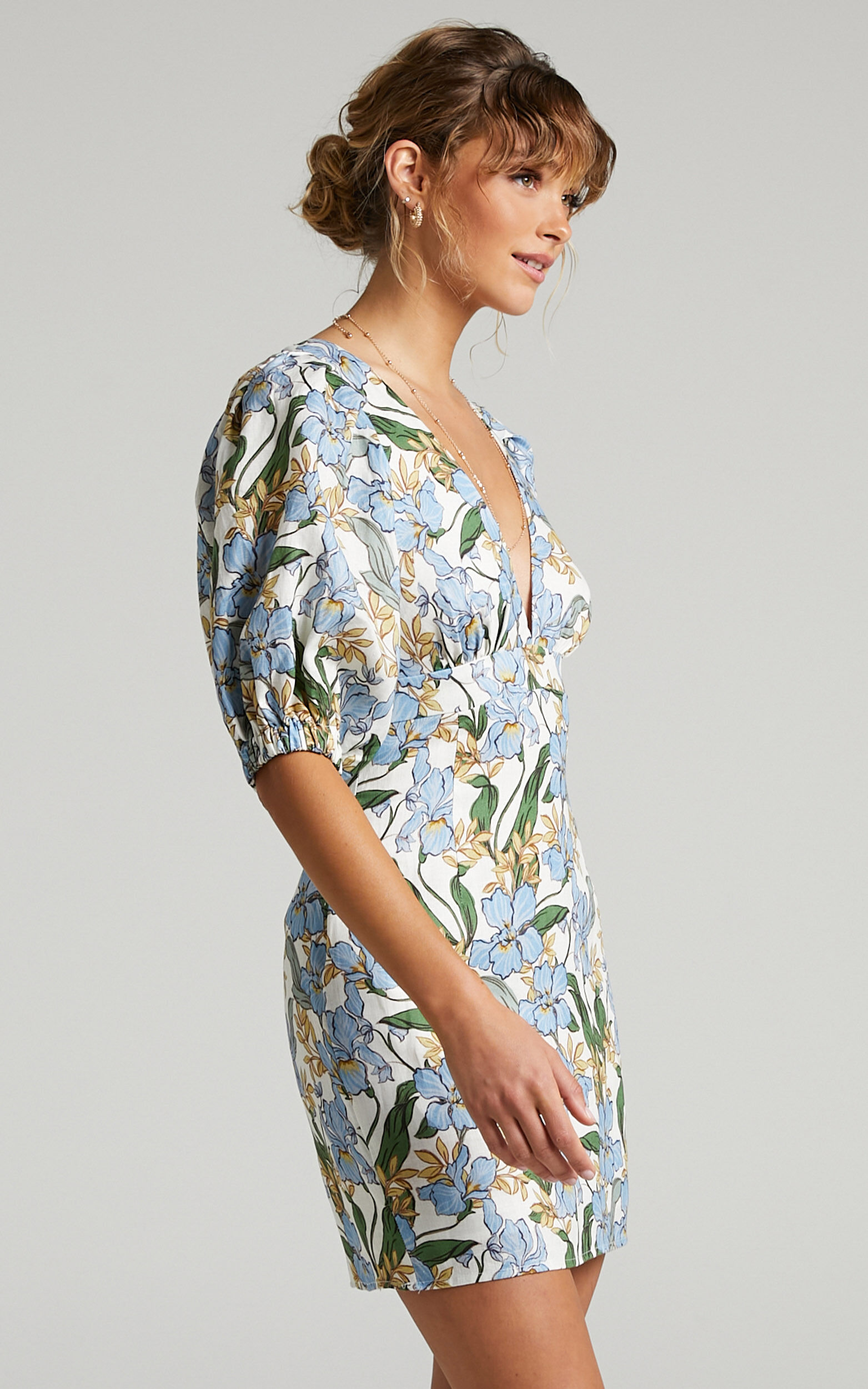 Amalie The Label - Indrisia Linen Puff Sleeve Open Back