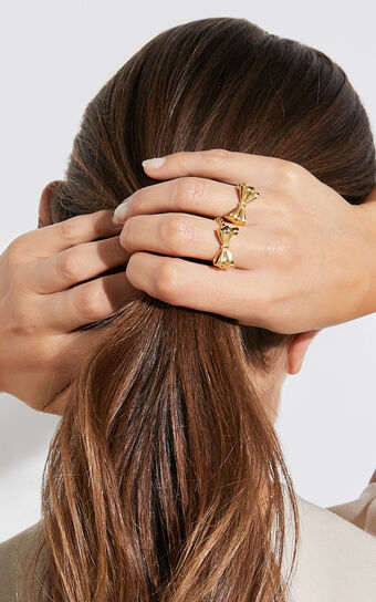 Katherine 2 Ring Pack - Bow Shaped Rings in Gold