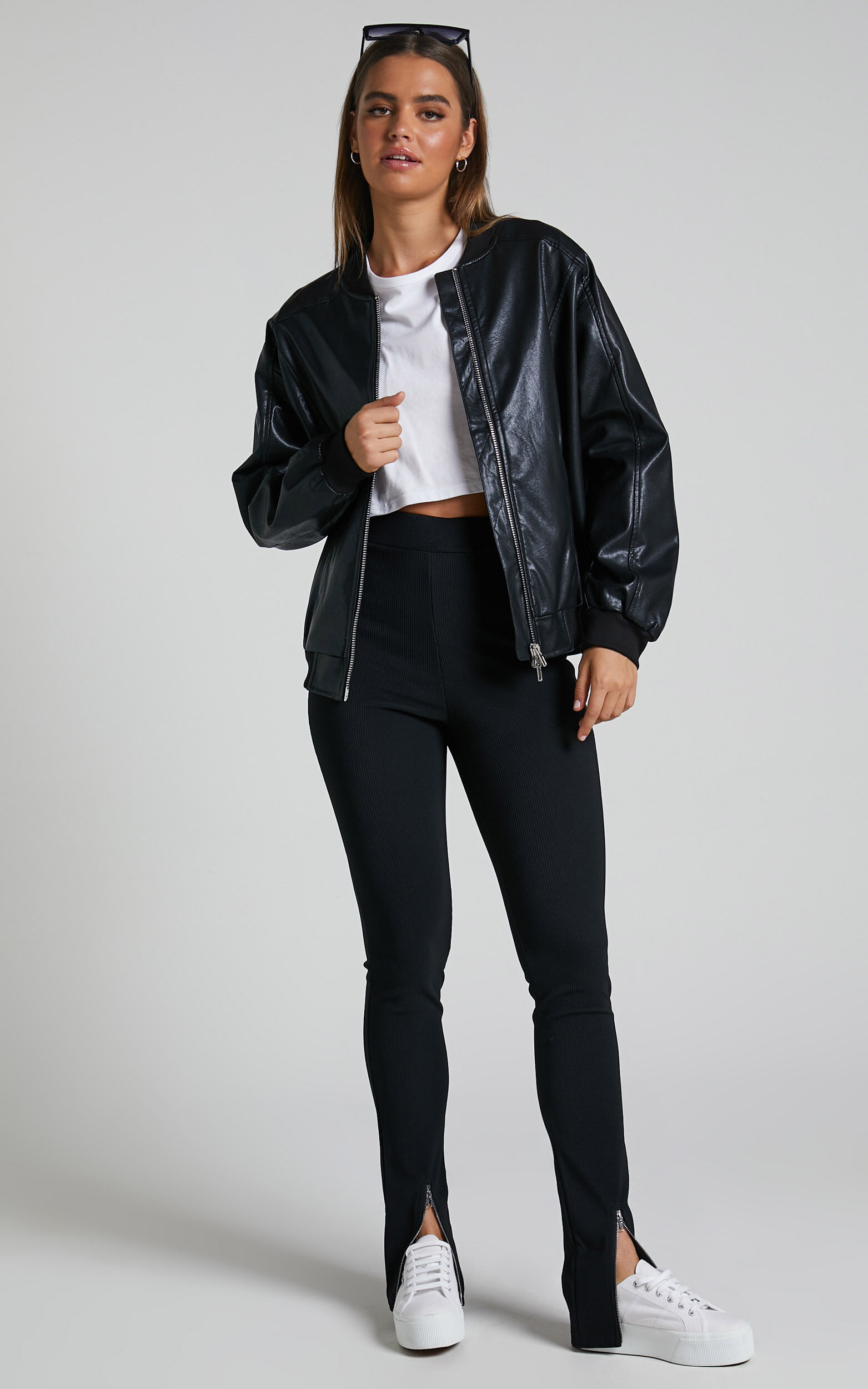 Womans black bomber best sale jacket