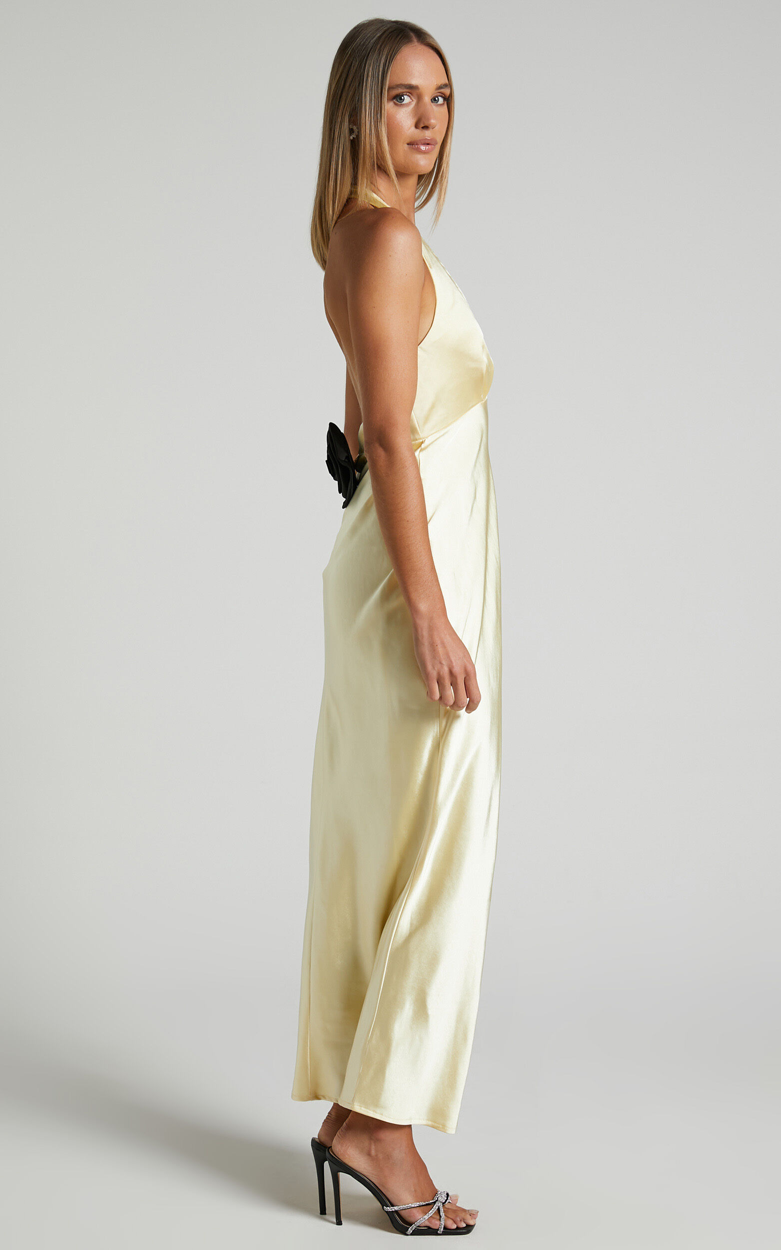 Yellow plunge maxi dress discount