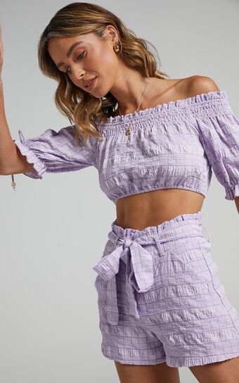 Emilienne Two Piece Set in Lilac Check