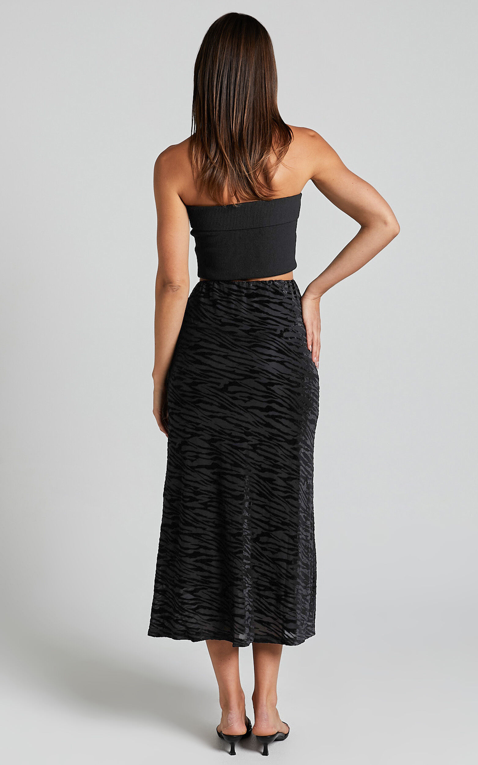 Black velvet bias cut skirt sale
