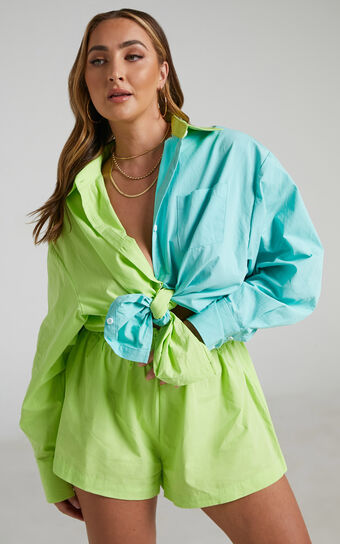 Terah Shorts - High Waisted Shorts in Lime