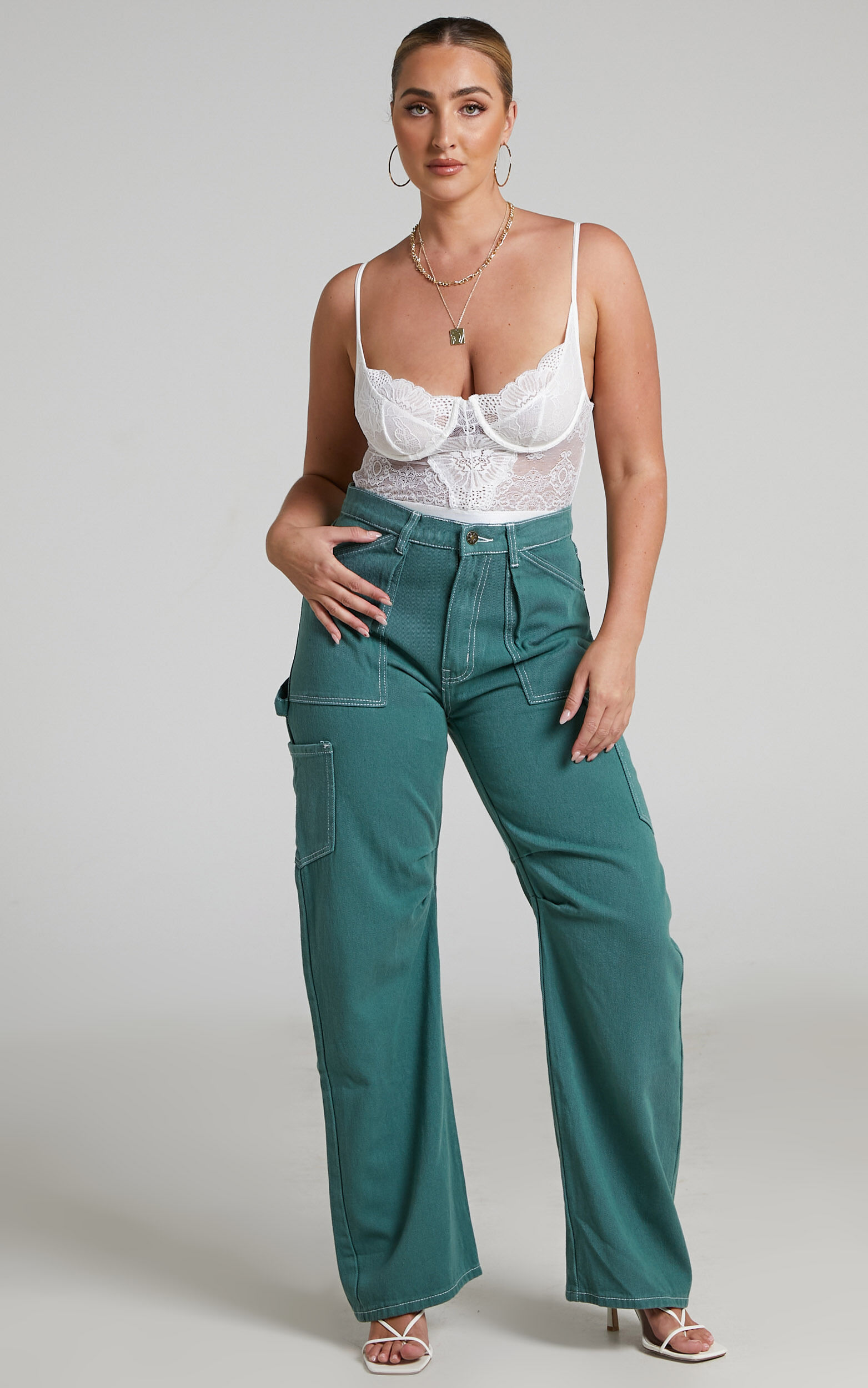 Lace bodysuit and cargo pants online